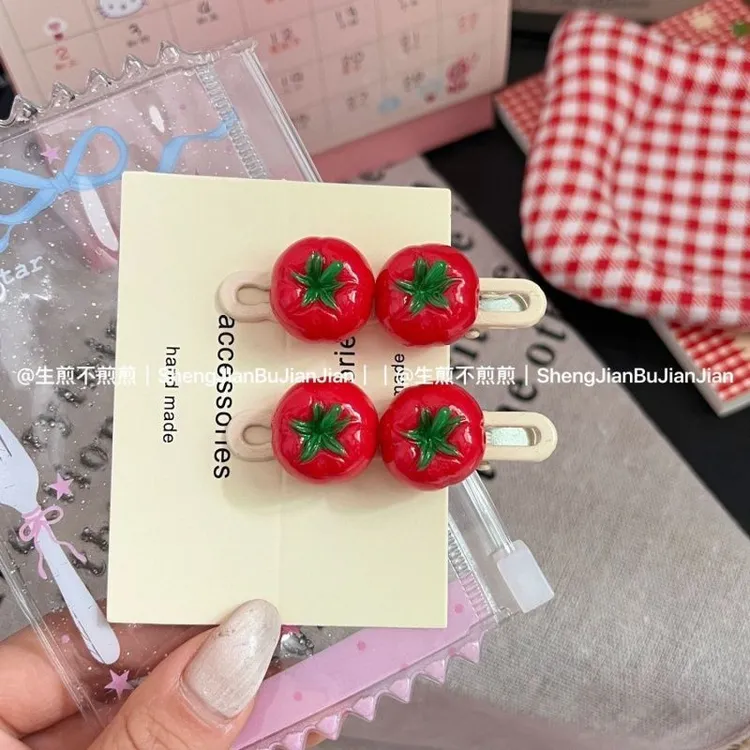 可爱西红柿卡通趣味创意搞怪发卡可爱鸭嘴发饰侧边夹子头饰刘海