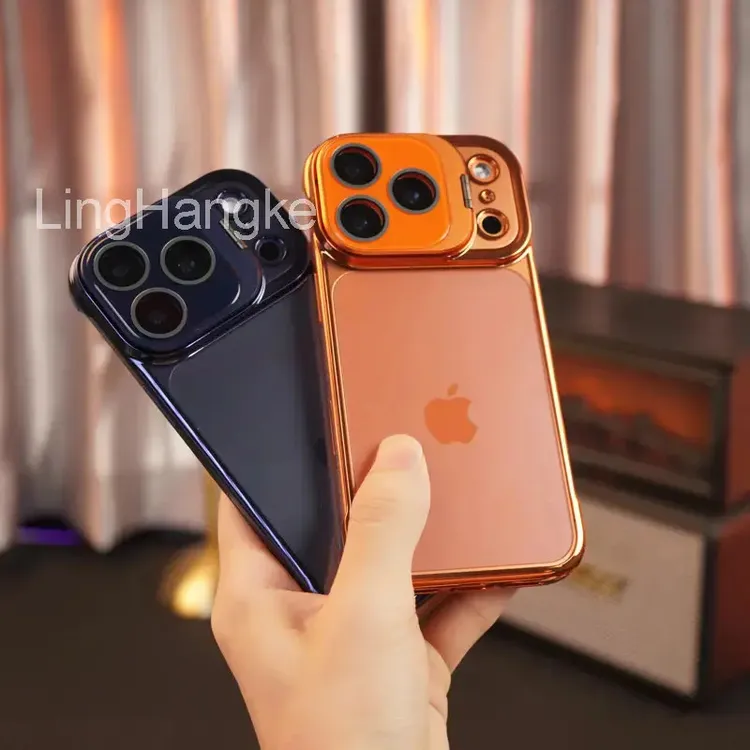 iPhone17promax手机壳透明适用苹果14/15/16超薄镜头支架无边框硬