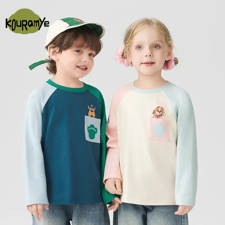 酷娃米2025年秋季新款中小童汪汪队卡通撞色小口袋上衣20914