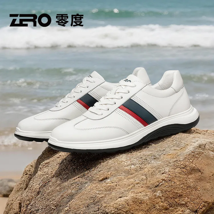 ZRO/零度系带运动鞋平跟圆头素面小白鞋百搭时尚休闲男鞋