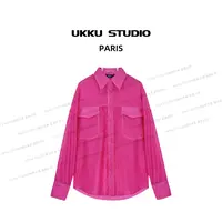 【UKKUSTUDIO】夏季新款粉色气质个性百搭轻奢衬衣814201
