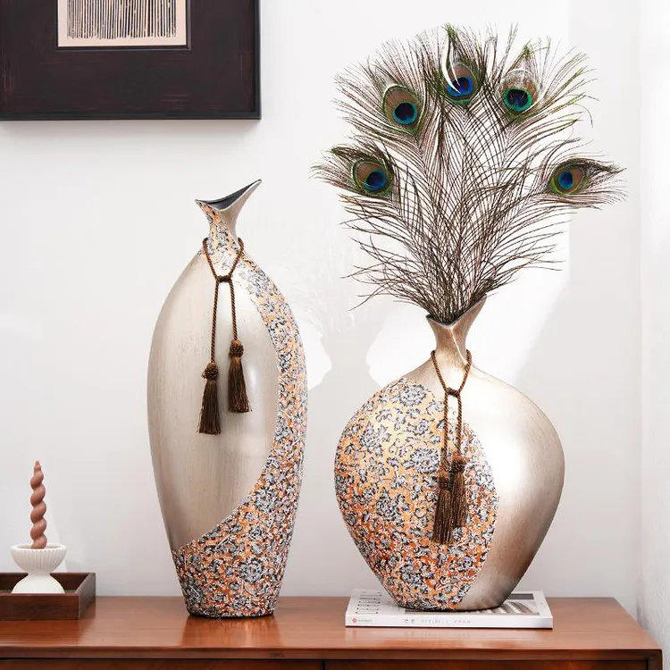 欧式陶瓷花瓶酒柜装饰品客厅电视柜玄关入户门摆件美式贴花摆设