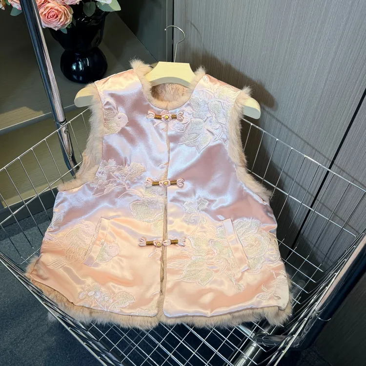 【椿水初笙】冬季双面双穿马甲真毛冬马甲高定国风毛边保暖上衣女