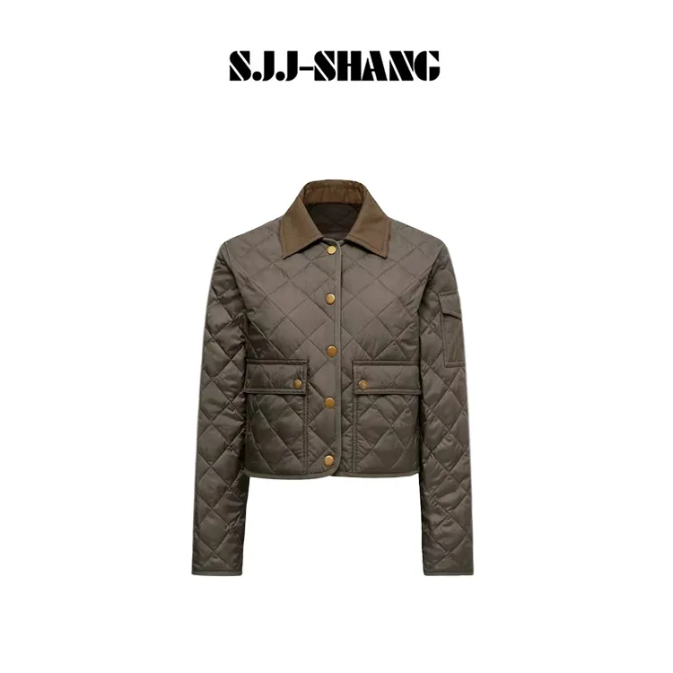 SJJ-SHANG【暖坞】老钱风压格大口袋设计感羊毛填充棉服q135808p