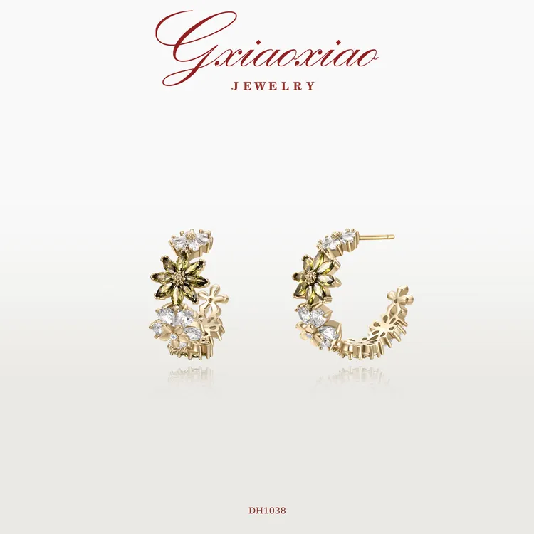 G XIAOXIAO 镀K金 法式气质高级感精致百搭花朵耳环 DH1038