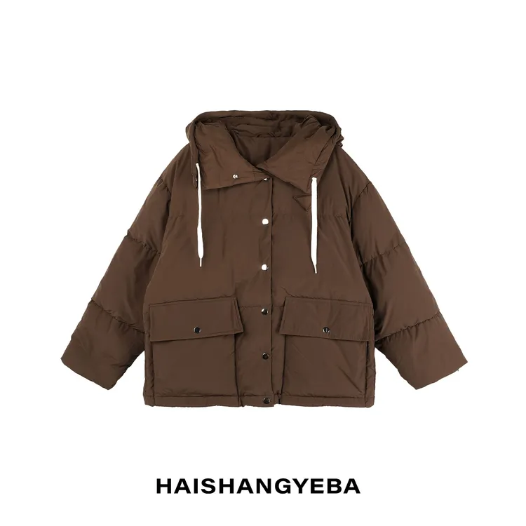 【海上叶爸】新款2025秋冬百搭95白鹅绒连帽厚款大口袋保暖羽绒服