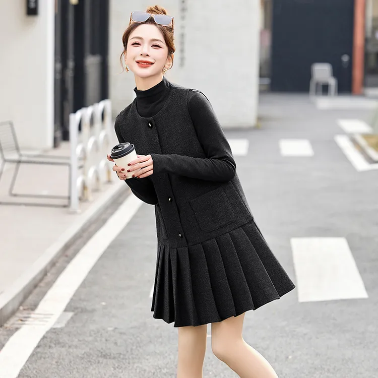 小香风鱼尾裙显瘦打底两件套女2025春季气质淑女中长裙套装