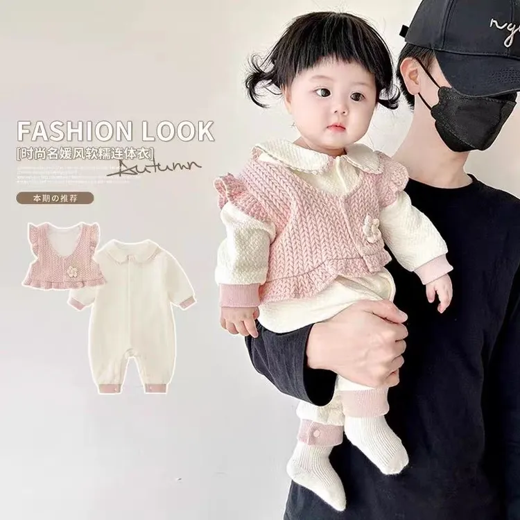 婴儿连体衣秋装女宝宝秋季衣服洋气女婴小月龄公主风婴幼儿外出服
