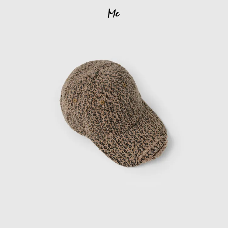 ME【做旧豹纹流苏棒球帽】100棉做旧水洗大头围百搭帽子MESA0991