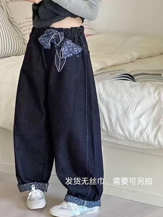 秋季新款韩版女童时尚宽松牛仔裤
