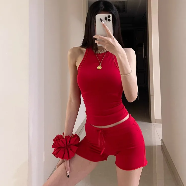 【消烦局长】 Cotton·四面弹立体剪裁沙漏腰百搭运动辣妹背心女上衣