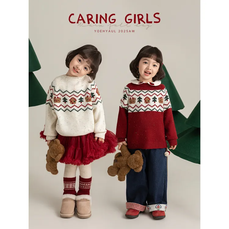 YOEHYAUL/幼悠【浪漫圣诞夜】冬伍波加厚冬季女童童装 毛衣 GD4802