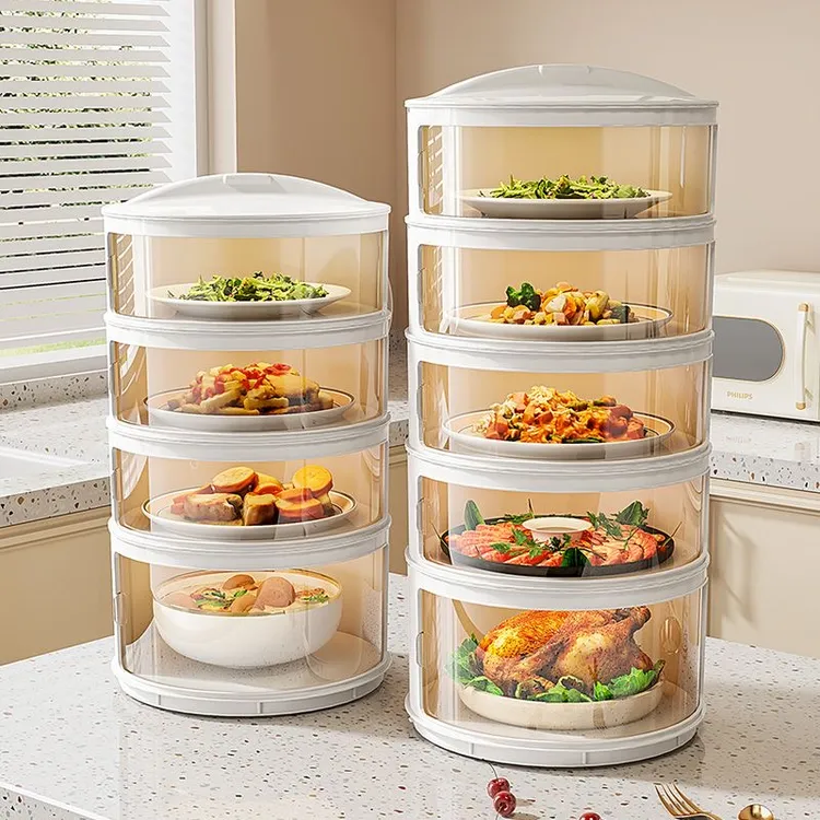 饭菜保温菜罩多层透明滑门防尘家用餐桌食物罩子保鲜剩菜剩饭神器