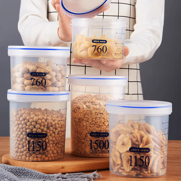 密封罐食用级奶粉盒塑料五谷杂粮储物罐保鲜盒透明冰箱豆子收纳盒