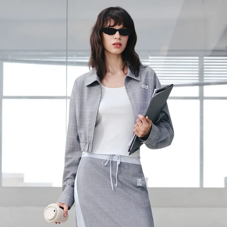 mithworld/沵媞2025年新款格纹通勤宽松百搭短外套女W4GFV0093E4A