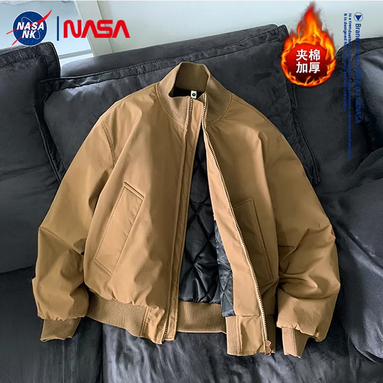 NASA联名美拉德美式加棉加厚棉衣男士冬季防风立领外套棒球飞行服