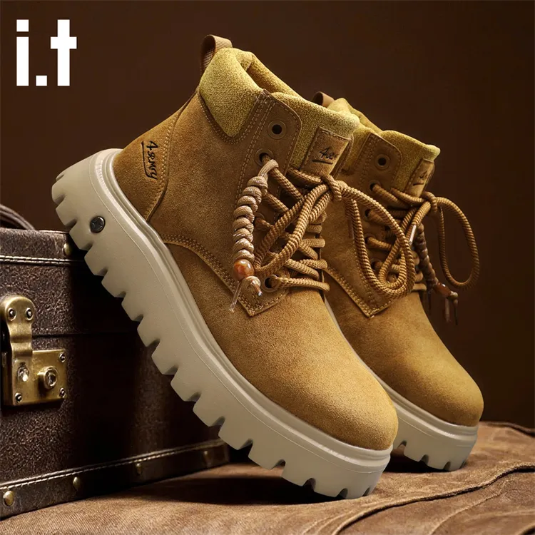 i.t 4rmy马丁靴男款冬季男鞋复古靴子男士厚底增高登山工装靴