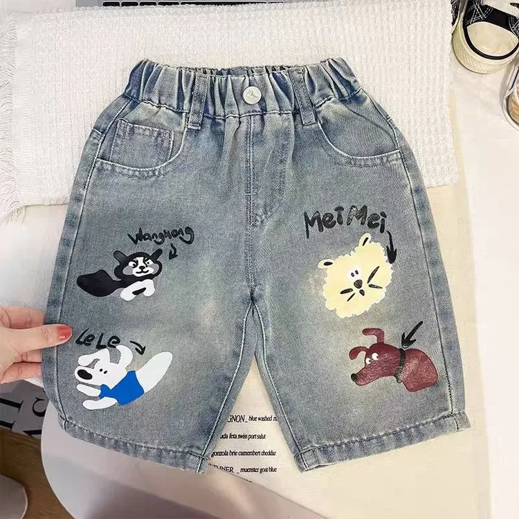 【热推爆款】儿童牛仔短裤夏季2025新款男童帅气休闲百搭中裤小儿童
