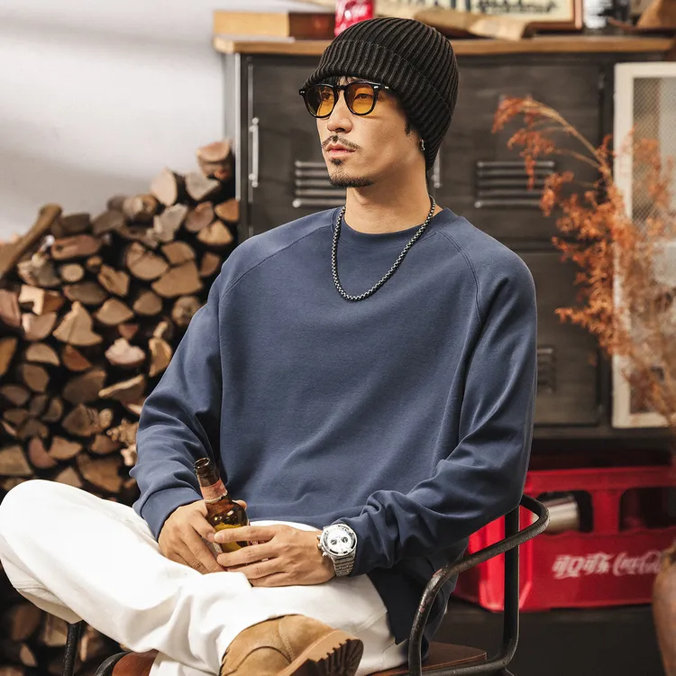 GTRT美式复古重磅碳素磨毛长袖t恤男秋季宽松亲肤打底衫内搭上衣