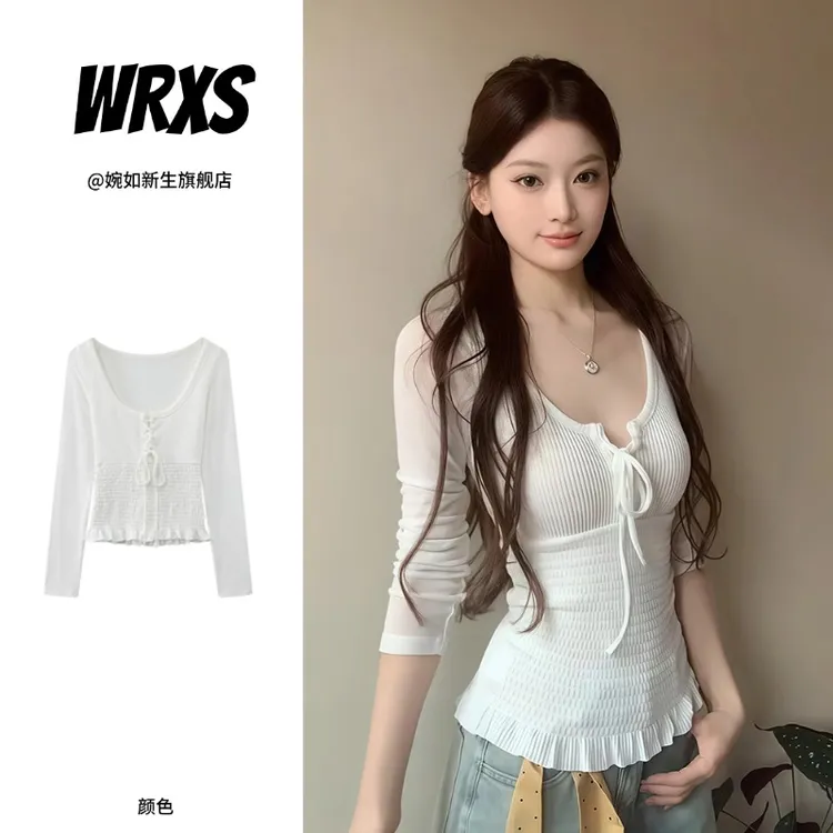 【婉如新生】韩系2025早秋纯欲氛围感修身显瘦上衣小众设计感辣妹风