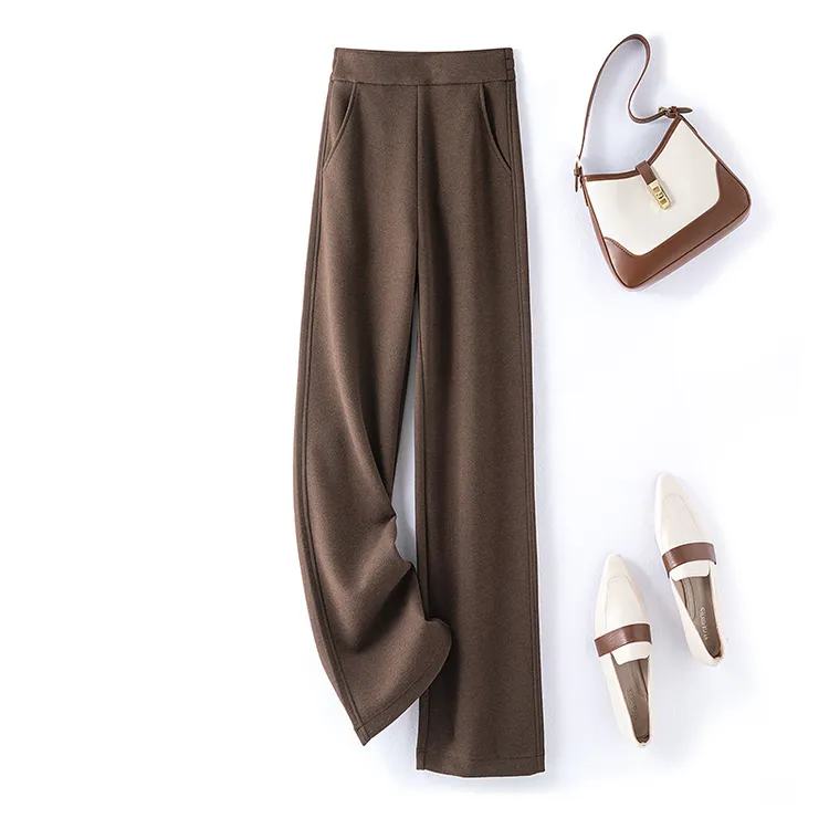 哈伦裤针织羊毛阔腿裤女窄版秋冬糯米休闲裤垂感加厚保暖高腰直筒