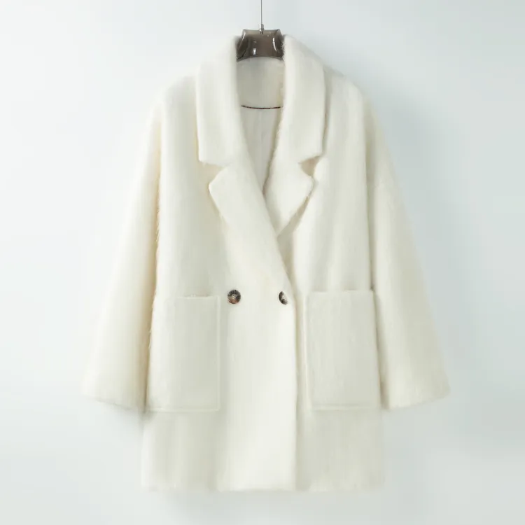 15-翻领气质双口袋休闲长款毛呢大衣 [ 68612 ]