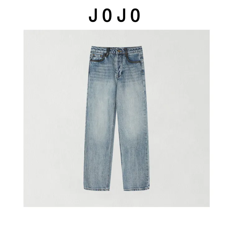 玖了个玖【min字母牛仔裤】2025冬季新款百搭宽松直筒裤2510C7163