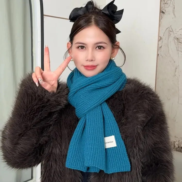 韩版伦敦蓝针织围巾女秋冬季百搭保暖情侣款加厚围脖男女通用