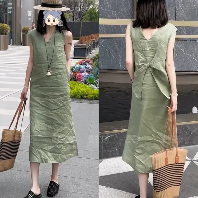 2025夏季新款时尚显瘦气质女士网红洋气连衣裙百搭款D5563