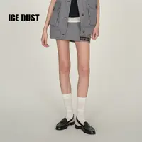ICE DUST拼色格子短款半身裙女25PF秋季新款撞色高腰显瘦A字裙子