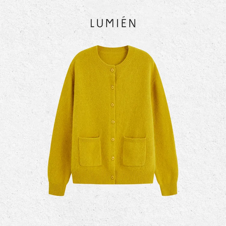 【LUMIEN 新品】秋冬新款高级感圆领宽松羊毛针织开衫上衣LX5LSS315