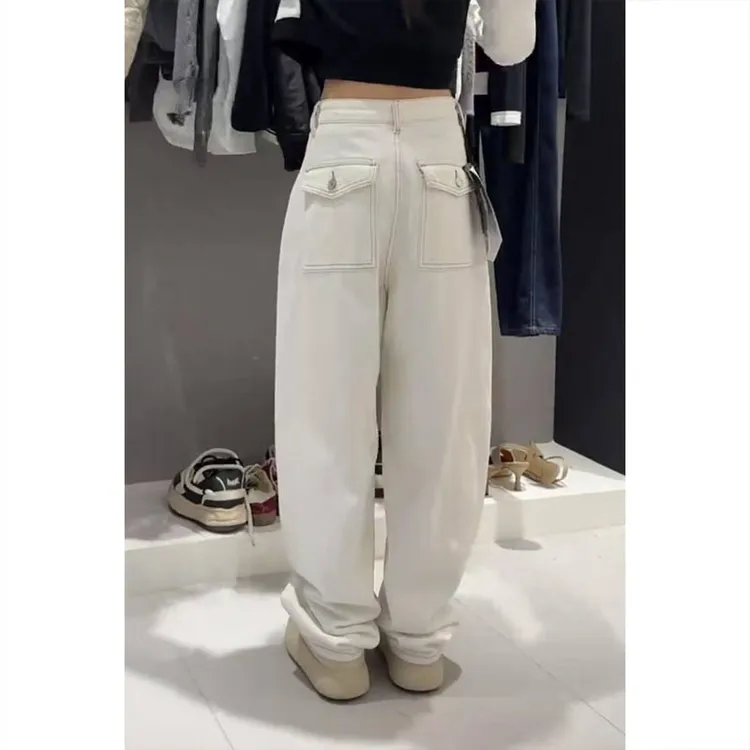 艾塔莉显瘦阔腿牛仔裤子女春季新款胖mm梨形大码百搭香蕉裤小个子
