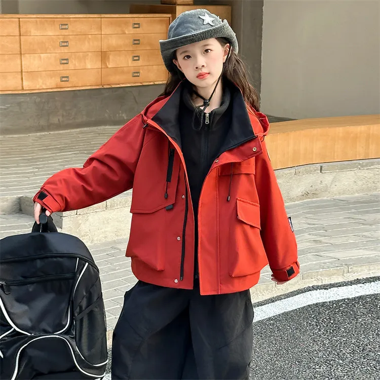 中大童8-15岁女外套女童冲锋衣三合一可拆卸儿童上衣洋气秋冬加厚