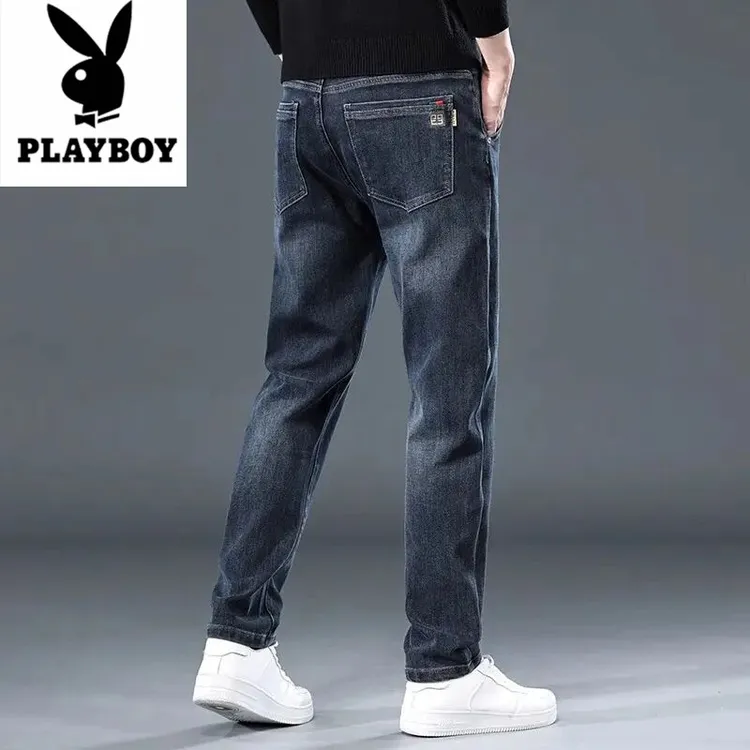 花花公子弹力加厚牛仔裤男士2025春秋季新款直筒长裤休闲百搭潮流