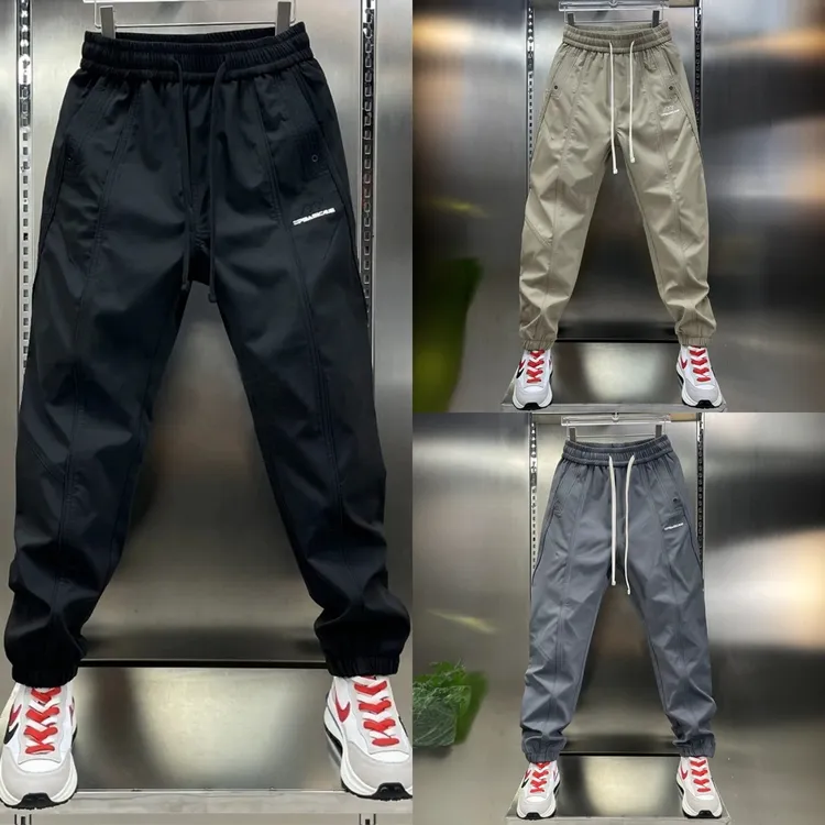 高品质新款束脚休闲裤弹力松紧腰小脚裤男款刺绣潮牌上档次运动裤