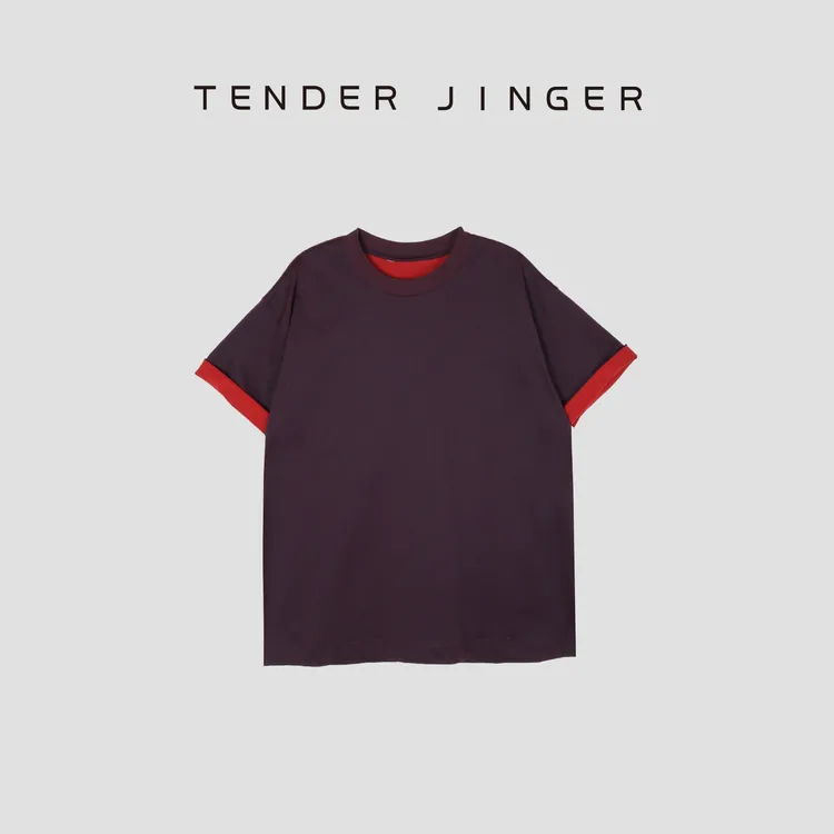 Tender Jinger【男士】夏季260g透气拼色休闲宽松T恤 T55FEN17077
