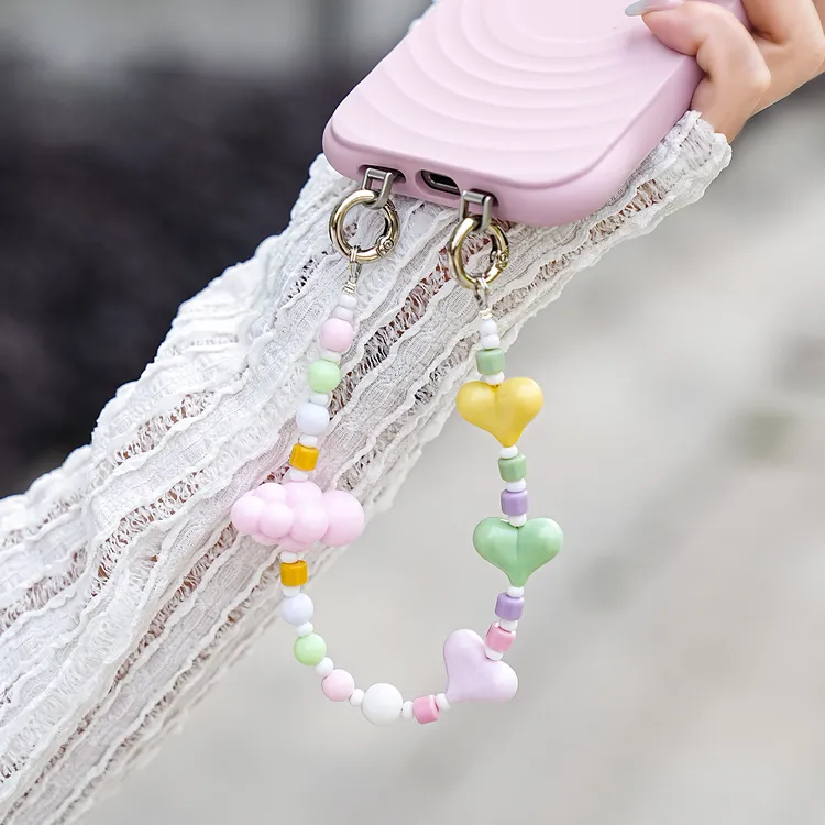 礼艺网红时尚个性双扣手机链手腕短款手机挂链女款手机挂饰防丢 