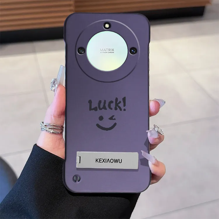 适用荣耀X40手机壳无边框超薄壳时尚潮支架金属漆散热笑脸保护套