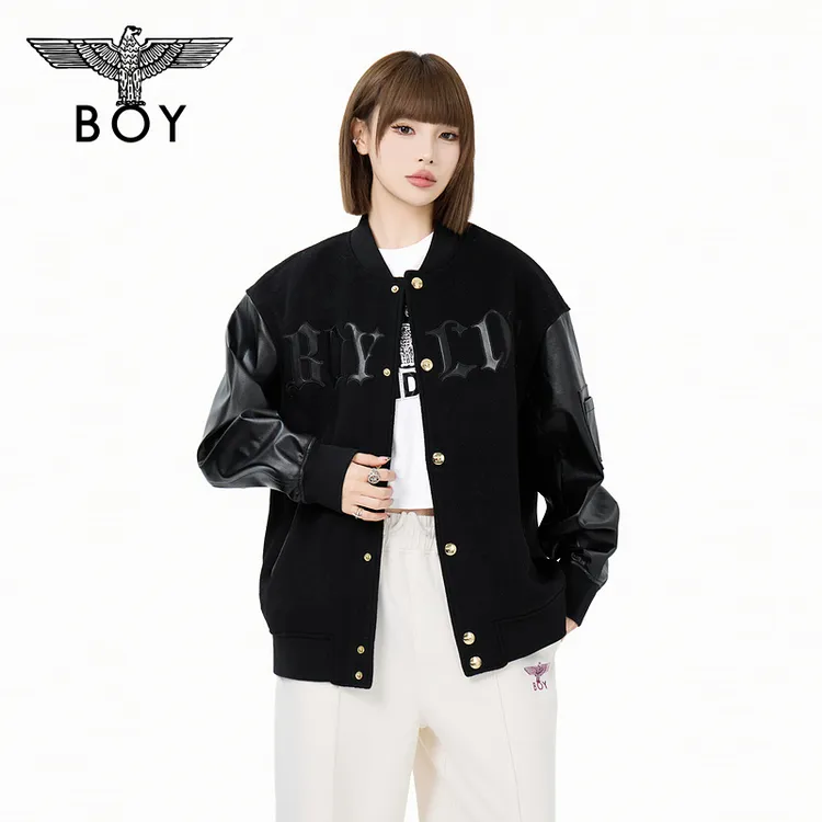 【双十一好物】BOY秋季流行潮牌男女同款纽扣绣花棒球领夹克外套
