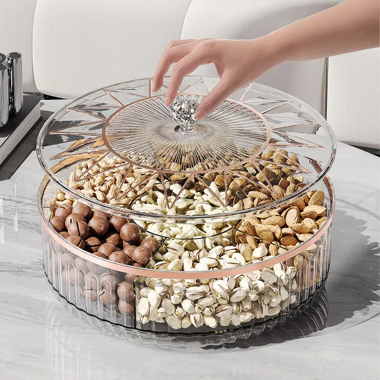 轻奢高档果盘家用客厅茶几2025新款零食瓜子坚果干果盘糖果收纳盒