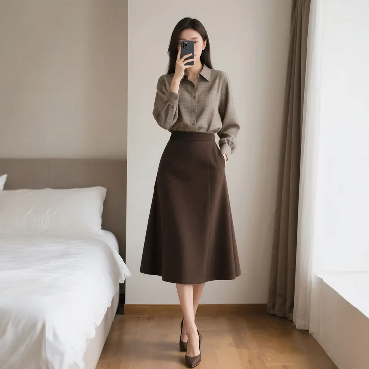 春秋新款女装时尚法式复古衬衫两件套装半身裙子通勤气质女生洋气