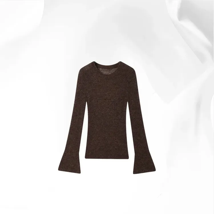 「里物集」羊驼羊毛混纺纯欲套头针织衫女秋冬修身内搭打底衫上衣