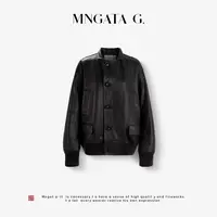 MNGATA G.宫小妍【曼奢羊皮·玄黑】早秋新中式中国风外套5080466