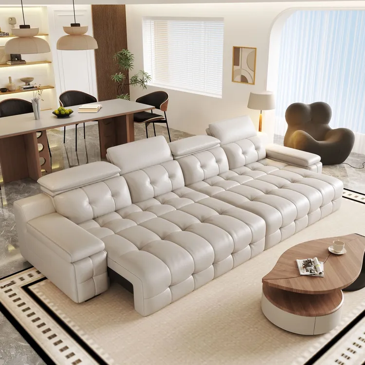 领顿551#劳伦斯电动沙发床真皮沙发可折叠电动折叠沙发客厅极简风