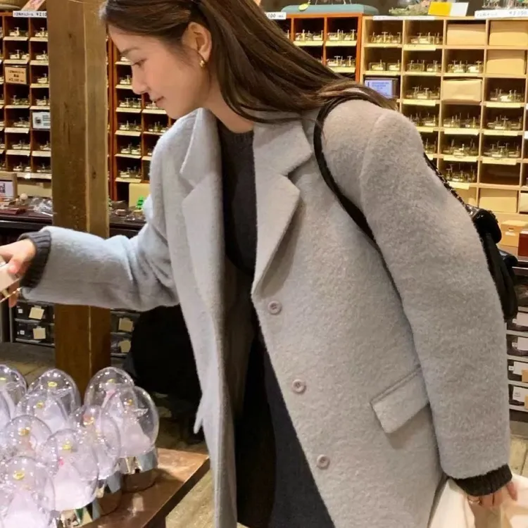 ounce韩国东大门冬季时尚百搭简约单排扣西服外套