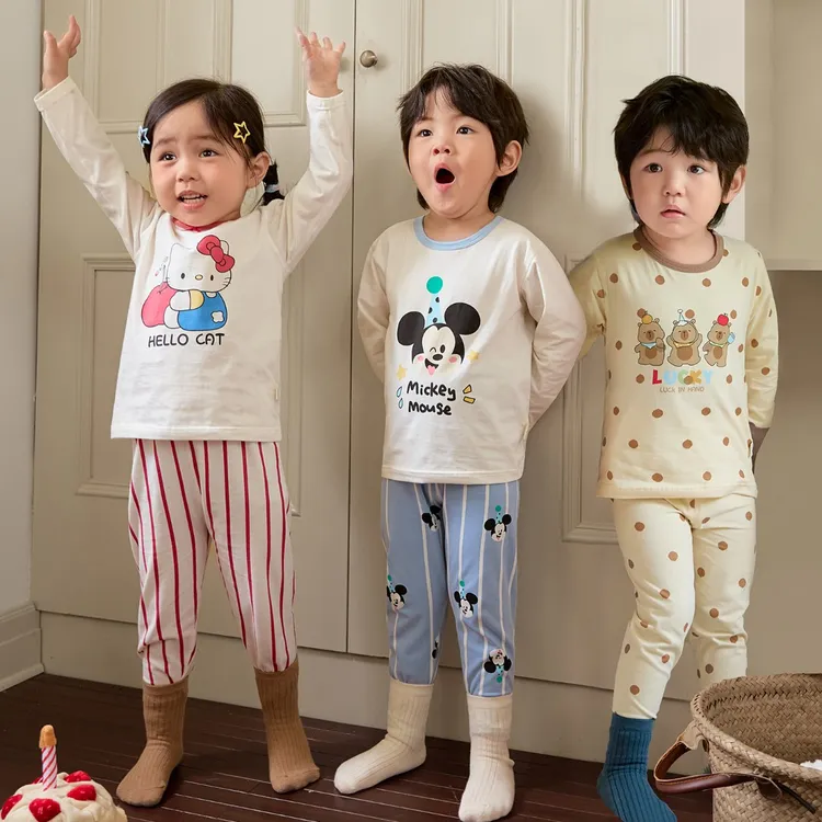 【25儿童莱卡家居服套装】儿童睡衣莱卡卡通套头秋冬儿童家居服