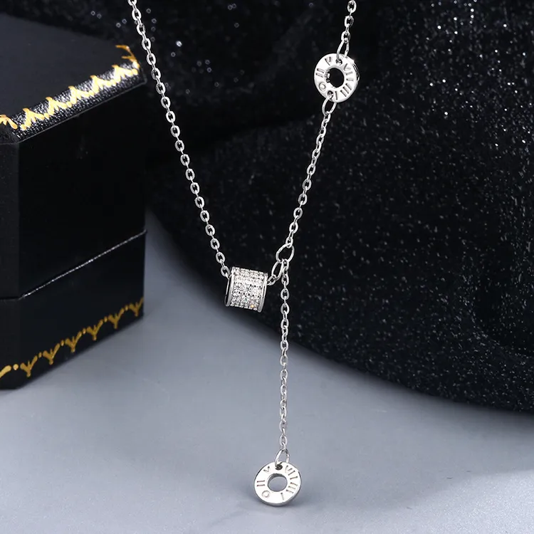 铜陶瓷吊坠 足银999小蛮腰项链套链轻奢小众设计感毛衣链简约百搭