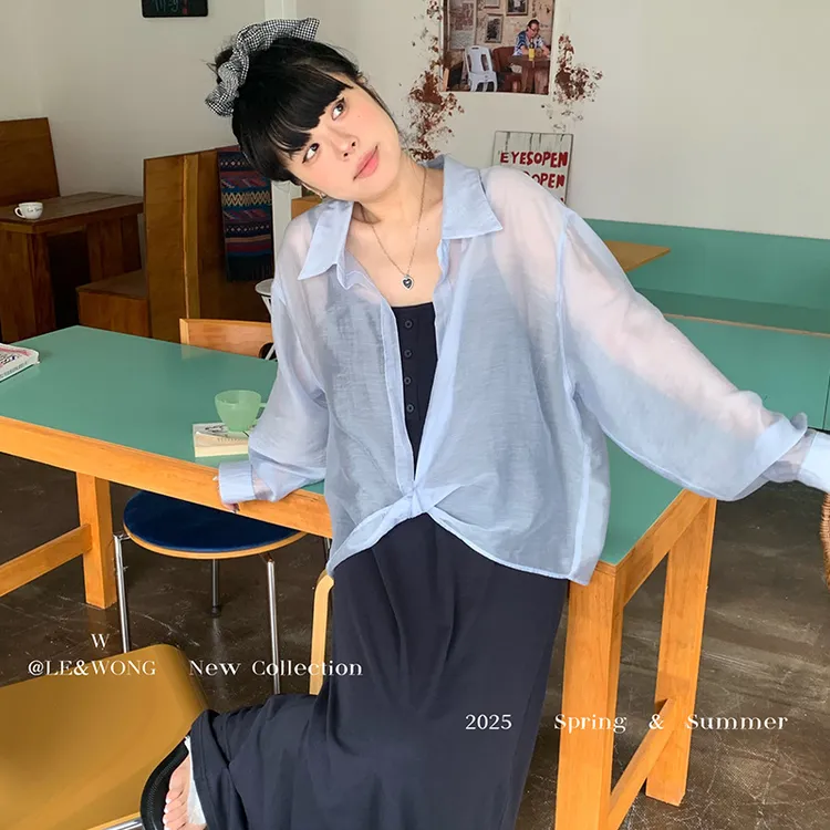 衬衫套装女2025夏季新款长袖轻薄上衣吊带裙