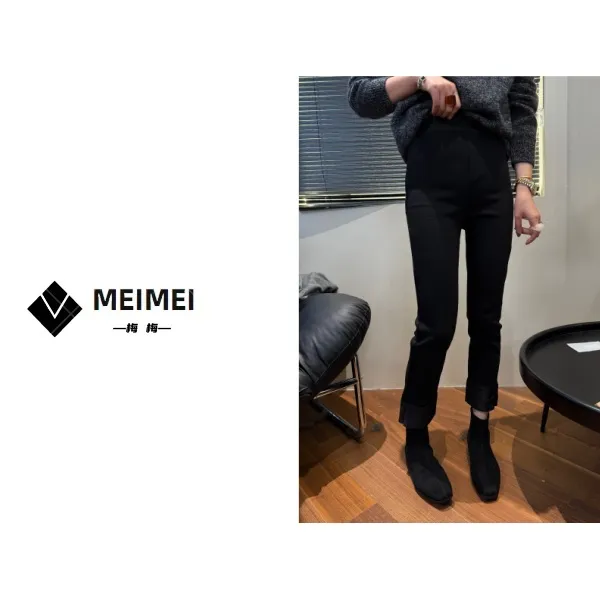 XMM.《升级版超模裤》秋冬新款时尚百搭洋气加绒超模裤小黑裤8938-1