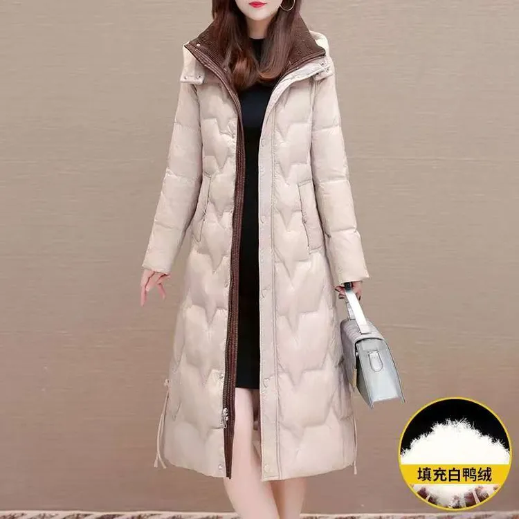 长款过膝羽绒服女装高端轻奢冬装新款时尚气质显瘦白鸭绒保暖外套